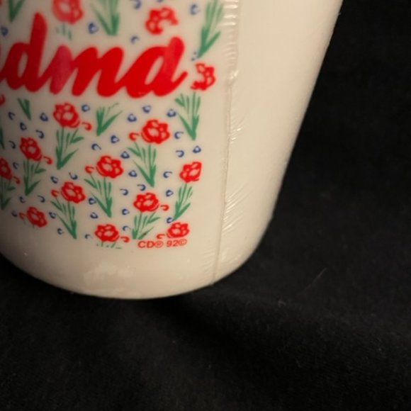 1992 Grandma Mug Set Red Green Floral Design White Mug Pad Pencil NWOT - Picture 6 of 7